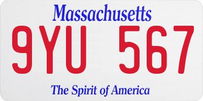 MA license plate 9YU567