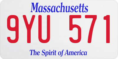 MA license plate 9YU571