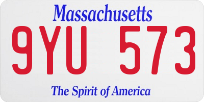MA license plate 9YU573