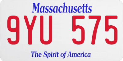 MA license plate 9YU575