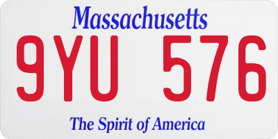 MA license plate 9YU576
