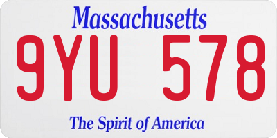 MA license plate 9YU578