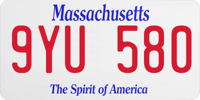 MA license plate 9YU580