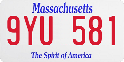 MA license plate 9YU581