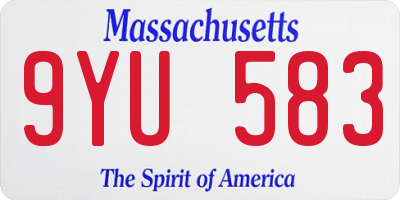 MA license plate 9YU583