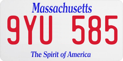 MA license plate 9YU585