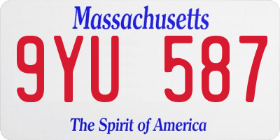 MA license plate 9YU587