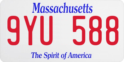 MA license plate 9YU588