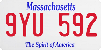MA license plate 9YU592
