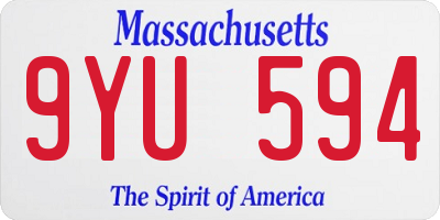 MA license plate 9YU594