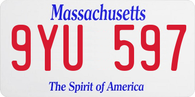 MA license plate 9YU597