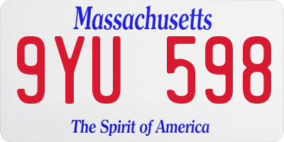 MA license plate 9YU598