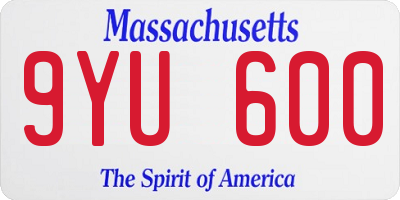 MA license plate 9YU600