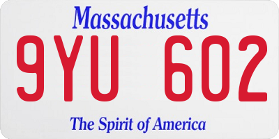 MA license plate 9YU602
