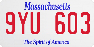 MA license plate 9YU603