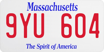 MA license plate 9YU604