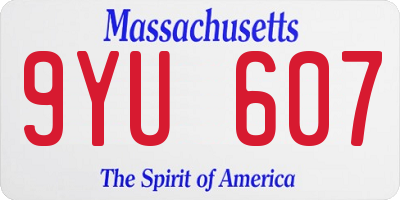 MA license plate 9YU607