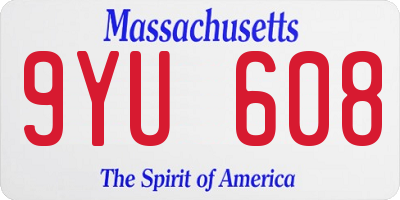 MA license plate 9YU608