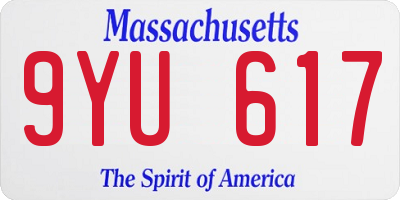 MA license plate 9YU617