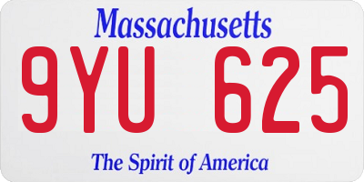 MA license plate 9YU625