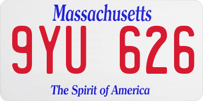 MA license plate 9YU626