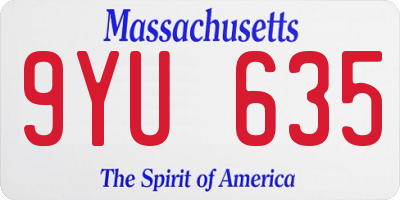 MA license plate 9YU635