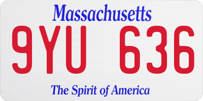MA license plate 9YU636
