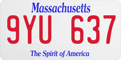 MA license plate 9YU637