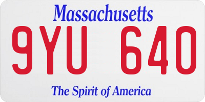 MA license plate 9YU640
