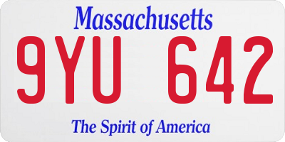 MA license plate 9YU642