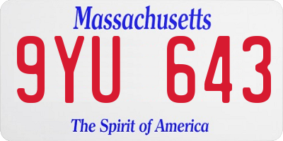 MA license plate 9YU643