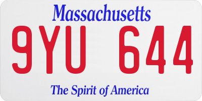 MA license plate 9YU644