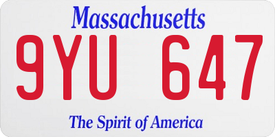 MA license plate 9YU647