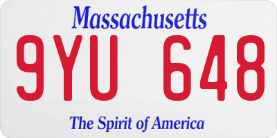 MA license plate 9YU648