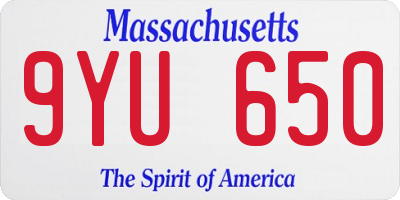 MA license plate 9YU650