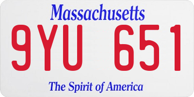 MA license plate 9YU651