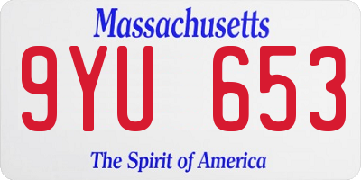 MA license plate 9YU653