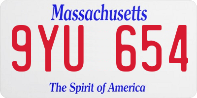 MA license plate 9YU654