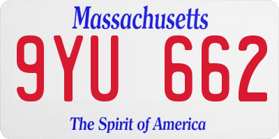 MA license plate 9YU662