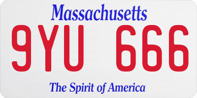 MA license plate 9YU666