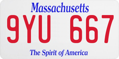 MA license plate 9YU667
