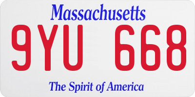 MA license plate 9YU668