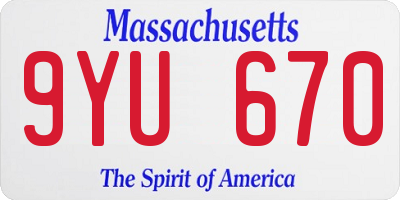 MA license plate 9YU670