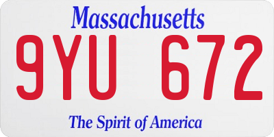 MA license plate 9YU672