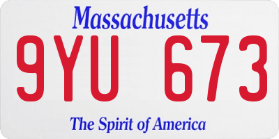 MA license plate 9YU673