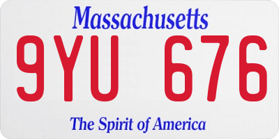 MA license plate 9YU676