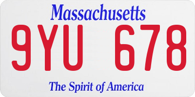 MA license plate 9YU678