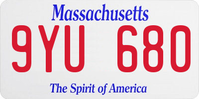 MA license plate 9YU680