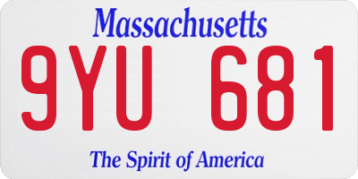 MA license plate 9YU681
