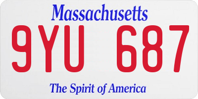 MA license plate 9YU687